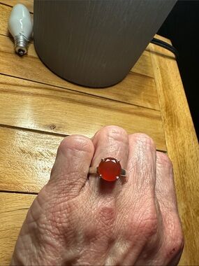 Sterling Silver Red Carnelian Solitaire Ring
